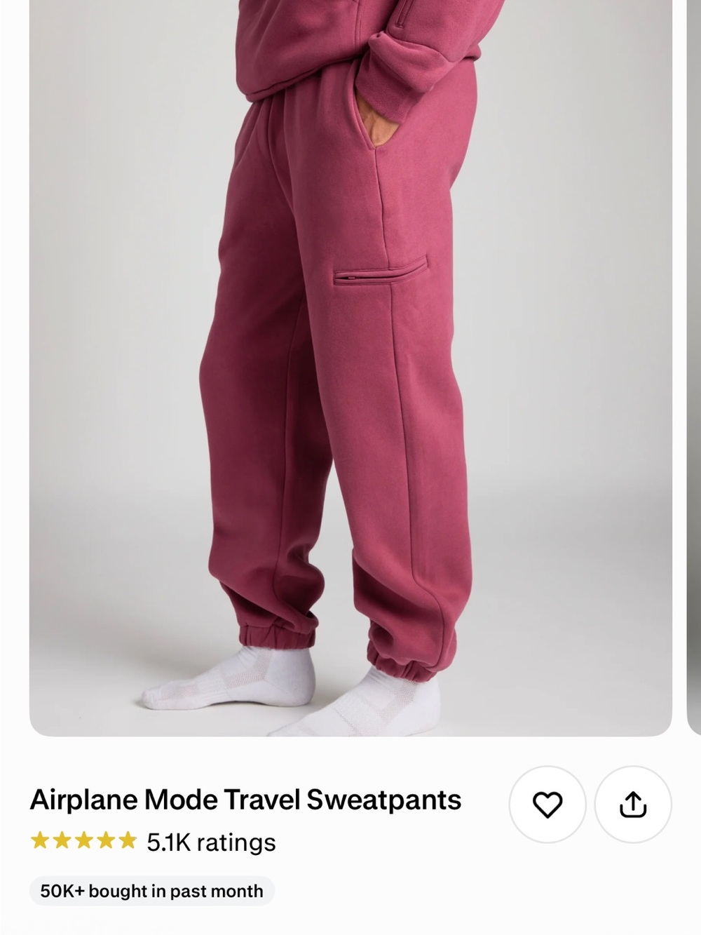 Comfrt Airplane Mode Travel Hoodie and Sweatpants Set in Berry Size Small - Picture 6 of 8